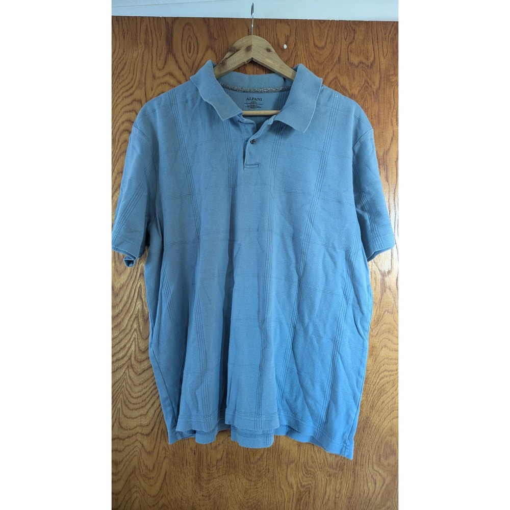 Alfani Mens XL Blue 100% Cotton‎ Short Sleeve Polo Shirt